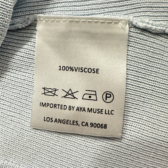 Aya Muse Tipo Mini Dress Women's XXS Light Blue Cowl Neck Open Back Halter $650 - Picture 6 of 11